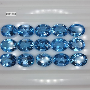 พลอยโทแพซสีฟ้าคุณภาพสูง 3A รูปทรงวงรี ขนาด 9.00x7.00 มม. น้ำหนักรวม 33.72 กะรัต สีฟ้าใส เหมาะสำหรับทำเครื่องประดับ - Product Image 3