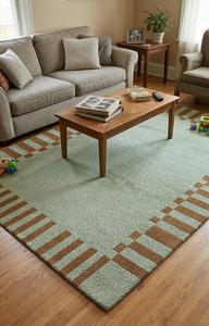 Premium Handmade Wool Non-Slip Hand Tufted Area <b>Rug</b> Featuring Abstract Border Pattern for Contemporary Interior <b>Spaces</b> - Product Image 5
