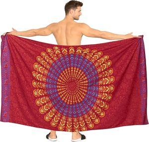 Sarong de plage traditionnel uni pour homme, 100 % polyester - Product Image 3