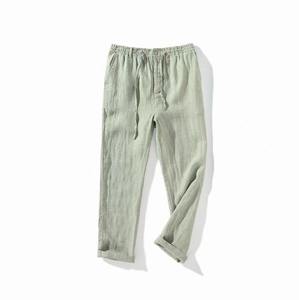 Pantalon décontracté en lin léger sur mesure avec cordon de serrage et taille élastique, 95% lin, 5% coton, pour homme - Product Image 6