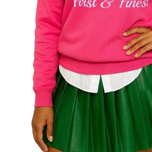 สีชมพู AKA First & Finest Ivy เสื้อสเวตเตอร์คอกลมแขนยาวผ้าฟลีซเนื้อนุ่มผู้หญิงแฟชั่นลำลองเครื่องแต่งกายสำหรับชมรม - Product Image 6