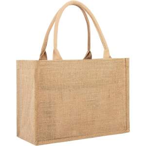Sac fourre-tout fait sur commande du jute 2025 pour la fermeture de tirette de femmes Bualap avec le texte et le logo adaptés aux besoins du client Images - Product Image 2