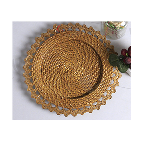 Sous-plat rond en rotin naturel résistant à la chaleur, motif vert, vente en gros, pour assiettes et plats - Product Image 3