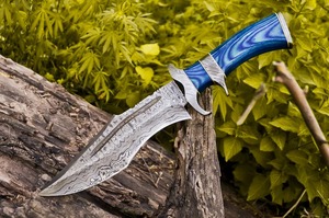 Cuchillo Bowie de Acero Damasco Recto de 13 Pulgadas, Hecho a Mano, de Grado Industrial, con Mango de Madera y Funda de Cuero, Modelo FH-202 de Viking Art - Product Image 4