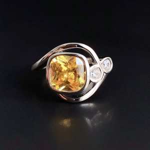 Anillo de Plata de Ley con Citrino Amarillo Vitality, Piedra de Nacimiento de Noviembre, Regalo de 13.º Aniversario de Bodas para Mujer - Product Image 5