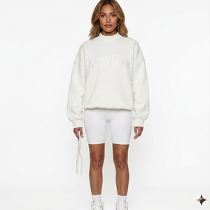 Sweat-shirt à col montant en molleton de coton premium, coupe oversize, chaud, pour l'hiver, style streetwear décontracté, haut élégant pour tous les jours - Product Image 1