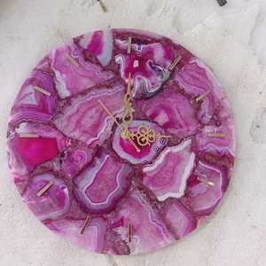 ผู้ผลิตนาฬิกาแขวนผนังหินอาเกตสีชมพู ผู้จำหน่ายนาฬิกาตกแต่งหินธรรมชาติ นาฬิกาแขวนผนังทำมือจากอัญมณีสำหรับตกแต่งบ้าน ขายส่ง - Product Image 1