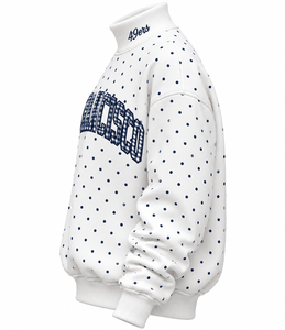 Pull-over surdimensionné d'hiver pour femme, col montant, personnalisé avec appliqué lettre à carreaux et impression sérigraphiée intégrale – Vente en gros - Product Image 2