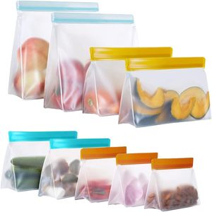 Reusable Food Storage Bags Stand Up, Leakproof Gallon, Lunch, Sandwich & Kids <b>Snack</b> <b>Containers</b> Silicone & Plastic - Product Image 1