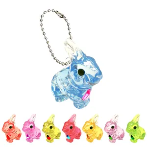 OEM wholesale toys Small Novelty cute funny collectible 3D shapes capsule Toys with keychain for kids Crystal Animal Rabbit
