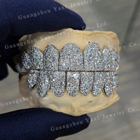 Grillz personnalisés en argent sterling S925, motif étoile galaxie D VVS, ensemble de grillz dentaires glacés pour dents supérieures et inférieures, tailles 4, 6, 8, 10, 12, pour hommes, certifiés par une tierce partie
