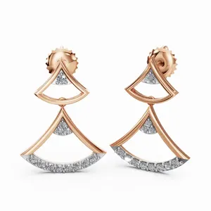 Pendientes de Diamantes Starlit Flow de Nuevo Diseño en Oro Rosa de 18K, Pendientes Colgantes con Corte Redondo, 24 Piezas de Diamantes para Mujer - Product Image 2