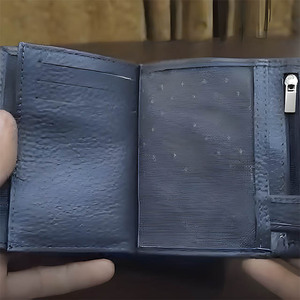 Portefeuille homme en cuir bleu de qualité supérieure, à double pliage, avec plusieurs emplacements pour cartes, design fin, en cuir véritable, pour usage formel et décontracté, porte-cartes - Product Image 4