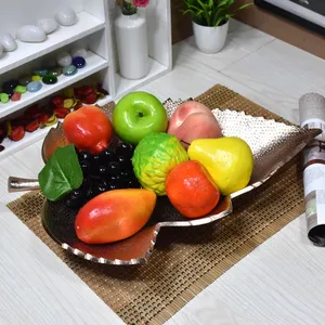 Bandeja Decorativa Moderna de Aluminio con Diseño de Hojas, Forma Redonda, Tema de Plantas, para Decoración Navideña del Hogar - Product Image 5