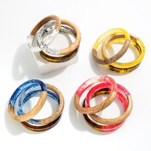 Nuevos Conjuntos de Brazaletes de Madera y Resina Coloridos, Unisex, Casuales, Deportivos, Elegantes, Hechos a Mano, Joyería, Accesorio de Moda - Product Image 5