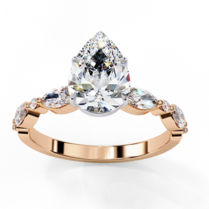 Anillo de Compromiso con Diamante Cultivado en Laboratorio Certificado por IGI, Oro Sólido de 14k, Corte Pera con Detalles Marquise, Fabricante de Joyería Personalizada - Product Image 5