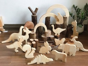 Jouets en bois d'animaux non finis ou colorés en bois naturel, figurines d'animaux Montessori, jouets éducatifs sensoriels pour enfants, vente en gros - Product Image 1