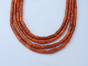 Perles tubulaires en corail rouge, brin de 16 pouces, pierre italienne, 5x3-10x5 mm environ, certifiées par un tiers pour la fabrication de bijoux - Product Image 4