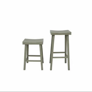 Ensemble de 2 tabourets modernes en bois d'hévéa avec assise courbée - Meubles durables pour la maison, idéaux pour une table basse - Product Image 1