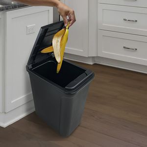 Cestino per Rifiuti da Cucina con Coperchio Touch in Plastica Nera - Product Image 2