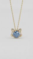 Collier pendentif visage de chat mignon plaqué or 18 carats avec perle d'eau douce et chaîne serpent, style minimaliste pour femme, à porter au quotidien