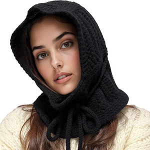 Cagoule tricotée personnalisée streetwear pour l'hiver avec cordon de serrage, cache-cou côtelé et bonnet à capuche - Product Image 5