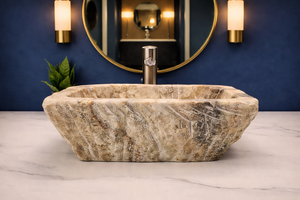 Premium Solid Onyx Marble Bathroom Vessel Sink Handmade Stone Countertop Wash <b>Basin</b> for Hotel Project - Product Image 3