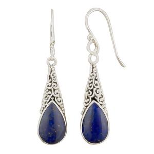 Meilleure qualité de boucles d'oreilles en argent sterling plaqué or 18 carats avec pierres précieuses lapis naturelles Fabricant de bijoux - Product Image 1