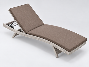 Modern PE Rattan <b>Sun</b> <b>Lounger</b> <b>with</b> Polyester <b>Cushion</b> Adjustable Reclining Outdoor Furniture Tapered Leg Design - Product Image 4