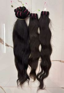 Extensions de cheveux naturels indiens bruts, colorés sur mesure, cheveux de temple bruts, ondulation profonde, extensions à bandes adhésives, noir naturel, sans couture - Product Image 5