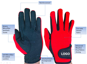 Gants de conduite SEAMRE WEAR rouges à doigts entiers en polyester antidérapants avec fermeture auto-agrippante unisexe pour l'été - Product Image 2