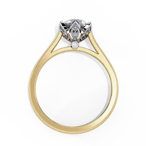 Bague solitaire moderne minimaliste en or personnalisé avec diamant de laboratoire rond brillant de 1,5 carat, sertie sur quatre griffes à tige fendue, pour fiançailles - Product Image 5
