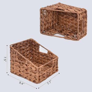 Best Sale Trending Eco-Friendly <b>Basket</b> Handle Water Hyacinth Woven <b>Storage</b> Box <b>for</b> Kitchen <b>Bathroom</b> Organization 2-Piece Pack - Product Image 5
