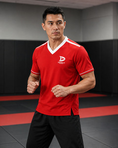 ชุดยูนิฟอร์มศิลปะการต่อสู้แบบยูนิเซ็กซ์ OEM ODM เสื้อคอวี แขนสั้น แห้งเร็ว สำหรับคาราเต้ คิกบ็อกซิ่ง ฝึกซ้อม - Product Image 4