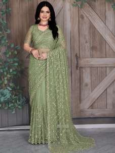 Saris de créateur indiens et pakistanais pour femmes Vexotrend – Modèles traditionnels Patola pour mariages, fêtes et Diwali – Élégants en tissu et résille, livraison rapide - Product Image 2