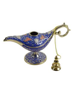 Lampe de Genie en laiton poli de qualité supérieure, faite à la main, avec motif floral gravé, couvercle à chaîne, décoration de table autonome de luxe de style arabe - Product Image 3