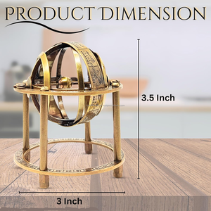 Mini Brass Armillary Sphere Antique Style Decorative <b>Globe</b> for Home Office <b>Desk</b> Decor and Collectible Use - Product Image 3