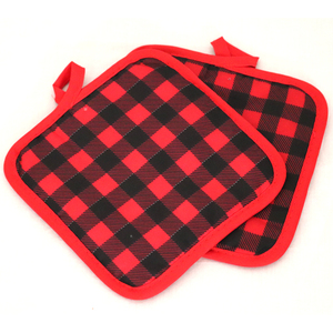 Decorative 100% Cotton Eco-Friendly Checkered Design Heat Resistant Dishwasher Safe <b>Pot</b> <b>Holders</b> Exporter India for Kitchen Oven. - Product Image 4