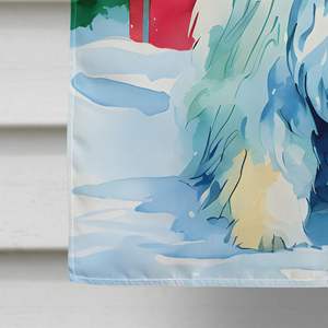 Antiguo perro pastor inglés Navidad bandera grande para porche Multicolor poliéster patio Banner ilustraciones decorativas pared colgante casa tamaño - Product Image 4