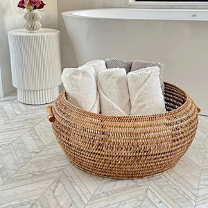 Laundry <b>Rectangular</b> Rattan <b>Storage</b> <b>Basket</b> for Home Organization Natural Wicker Open <b>Basket</b> for Bedroom Living Room Shelf Closet - Product Image 1