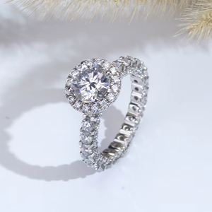 2.5CT Round Cut Diamond Lab Diamond Jewelry Full Diamond Luxury Jewelry 18K White Gold Engagement Rings - Product Image 4