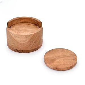 Natural Acacia Wood Coasters Set 4 Wooden Holder Stand Handmade <b>Epoxy</b> Resin Inlay Design for Coffee/Tea/Cup Drinks REHMAN CRAFT - Product Image 4
