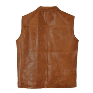 Nouveau gilet de motard en cuir de vachette pour homme, style personnalisé, gilet décontracté en cuir de haute qualité, style motard, col en V - Product Image 4