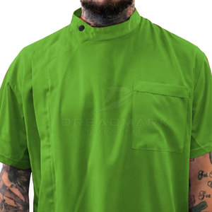 Chemise de travail à manches courtes verte pour homme DREADMARK INDUSTRIES, poche poitrine, confortable, uniforme personnalisé pour salon de coiffure - Product Image 6