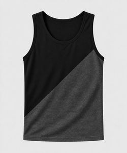 Débardeur sans manches col rond pour homme, écologique, sportif, color-block bleu marine, tricoté, coupe décontractée, respirant, en coton/fibre de bambou - Product Image 4