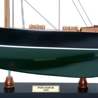 Y070 Pen Duick Modèle de Yacht à Voile Peint à la Main en Bois de Cèdre, Décoration Nautique de Table, pour Collectionneur Maritime, 67Lx13Wx80H cm