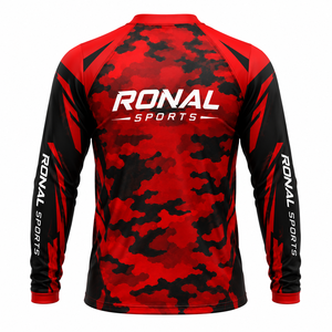 RONAL SPORTS Jersey Unisex de Manga Larga, Rojo y Negro, Camuflaje, Transpirable, Talla Grande, de Secado Rápido, para Motociclismo - Product Image 2