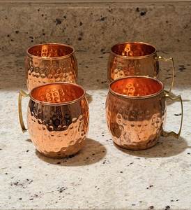 <b>Copper</b> hammered mug set for elegant holiday beverage culture hammered finish metal <b>cups</b> durable reusable serving mugs - Product Image 6