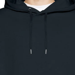 Sweat-shirt à capuche noir décontracté pour homme, manches longues, avec cordon de serrage et poche avant, couleur unie, vente en gros - Product Image 4