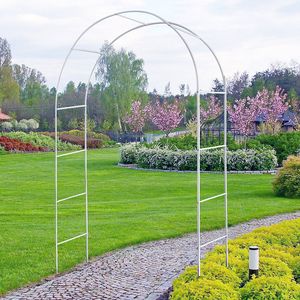 Arco da Giardino Regolabile in Metallo Bianco, Elegante Traliccio e Cancello per Recinzione - Product Image 4